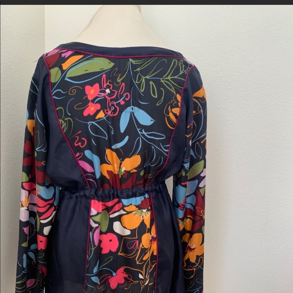 Johnny WAS Black Floral Silk Top Blouse - M - Picture 5 of 8